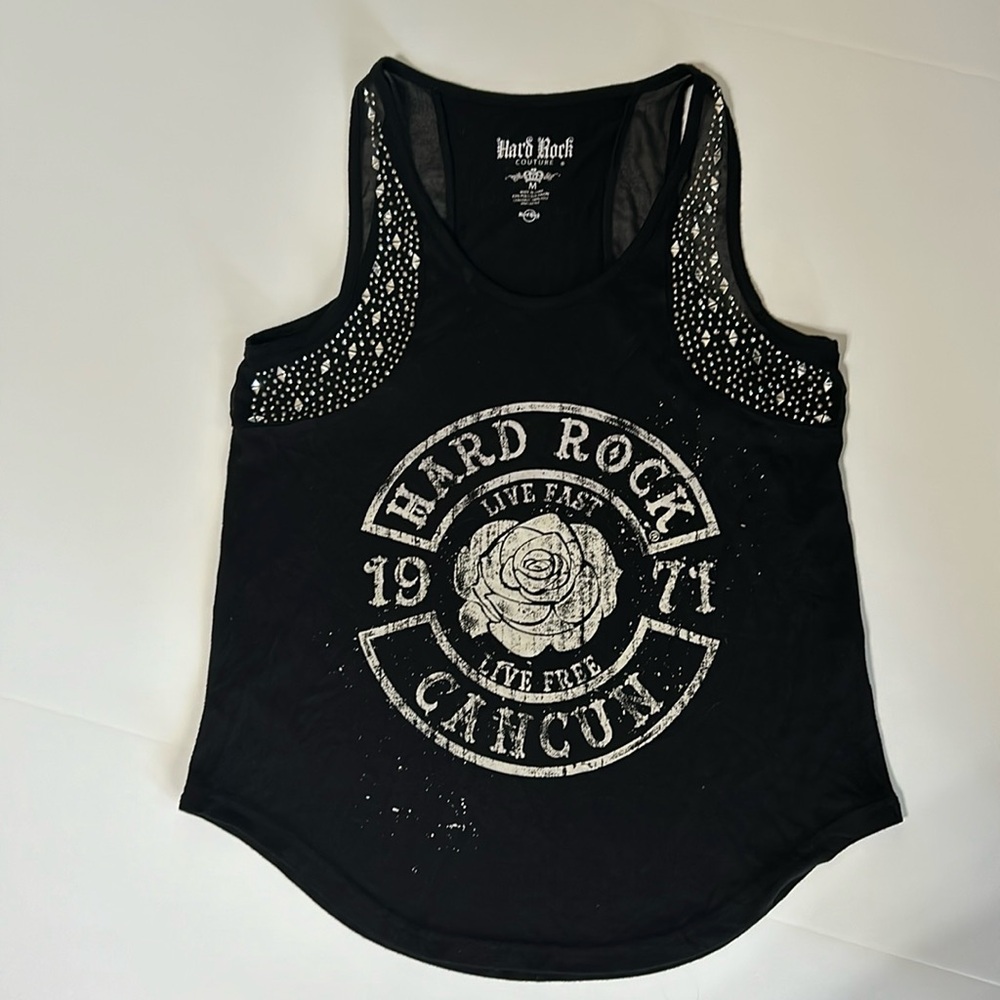 Hard Rock Couture Women’s Size Medium Chique Bikercore Tanktop Shirt Rhinestones